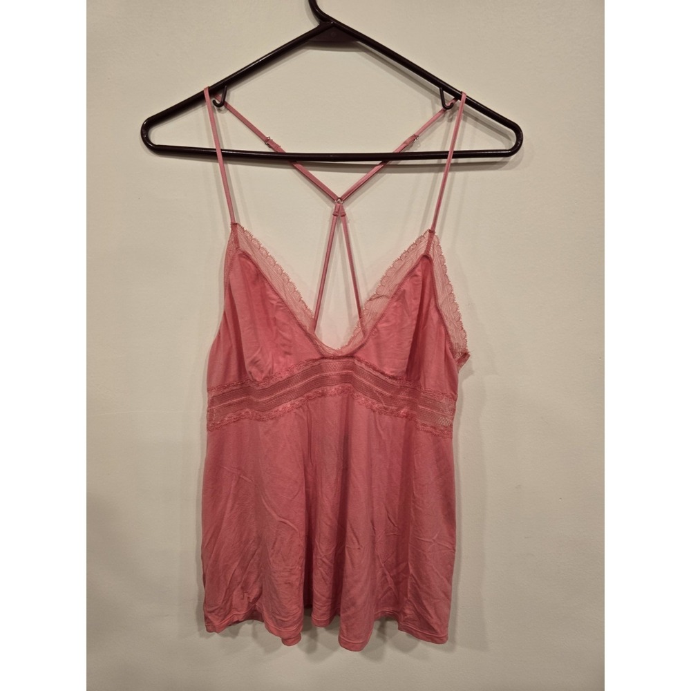 Victoria's Secret Pink Lace Camisole Strappy Back Y2K‎ Coquette Lingerie Top XL